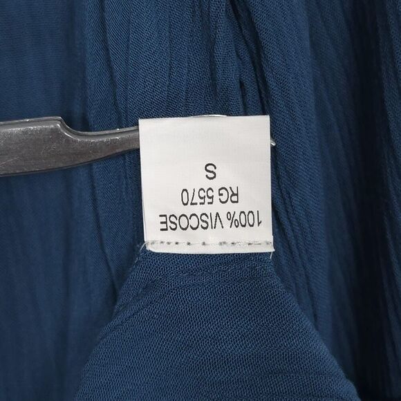 Elan Mini Dress Size SMALL Blue Teal Tiered Ruffle Swing Wide Long Sleeves - Picture 7 of 9